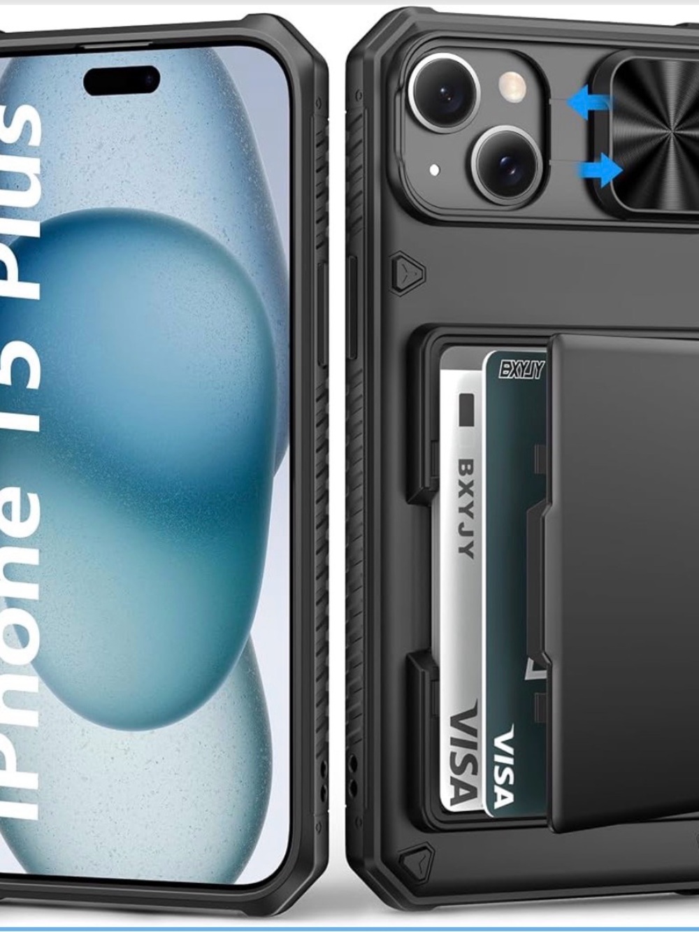 for iPhone 15 Plus & 14 Plus Wallet Case, Built-in Card Holder(4-5 Cards), Slide